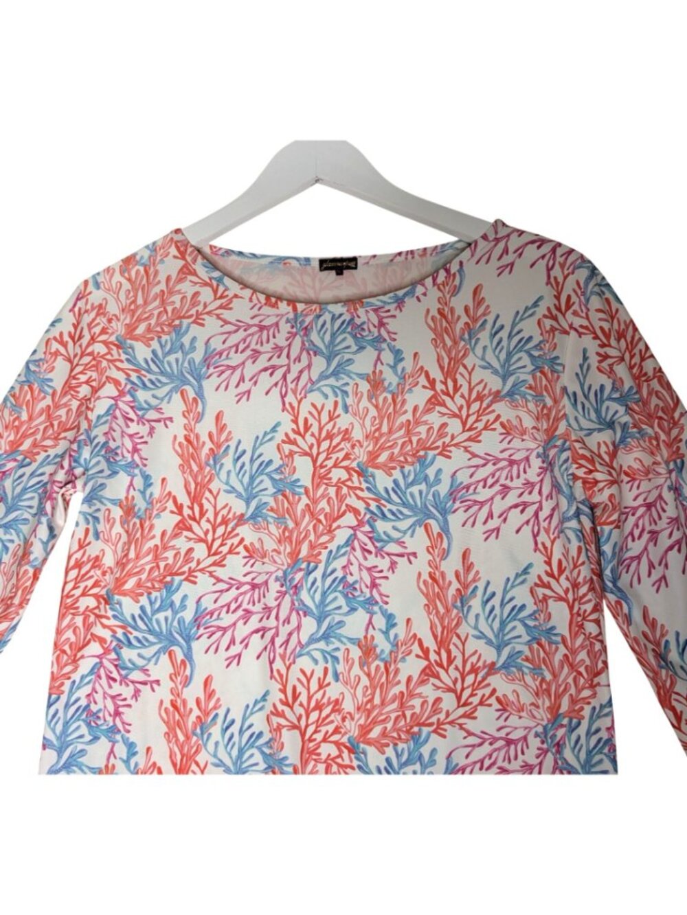 Glamourpuss NYC SPF 50 Sea Coral Print Long Sleeve Shift Dress S - Picture 8 of 9